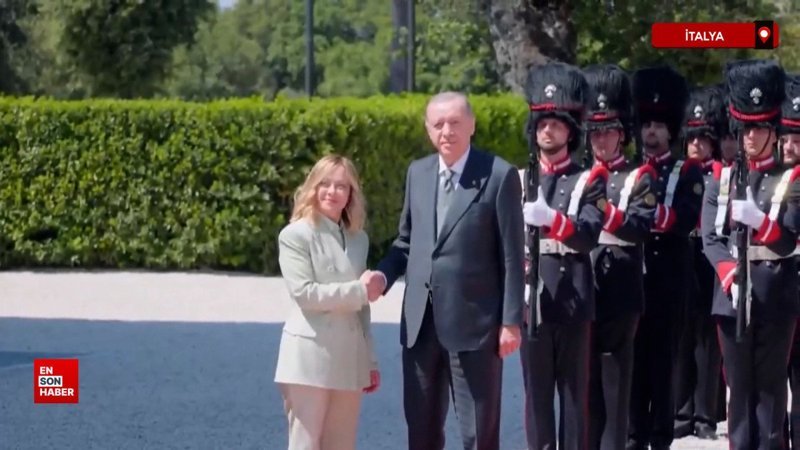 Erdoğan, İtalya Başbakanı Meloni tarafından resmi törenle karşılandı