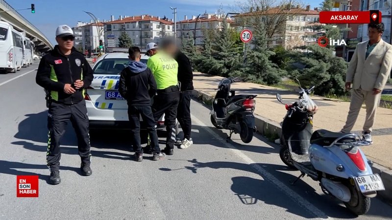 Aksaray’da 16 yaşındaki motosikletliye üç ihlalden 54 bin lira ceza