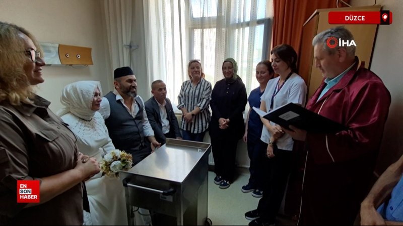 Düzce’de hastane odasında nikah kıydılar