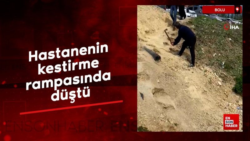 Bolu'da hastanenin kestirme rampasında düştü
