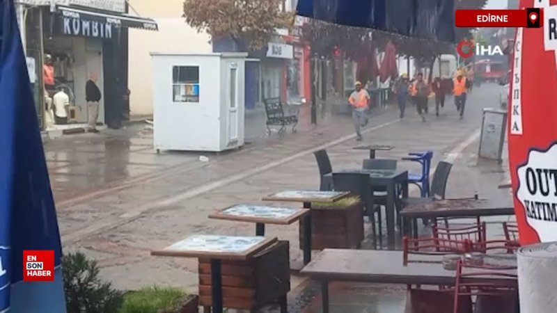 Edirne'de şiddetli yağış ve dolu hayatı olumsuz etkiledi