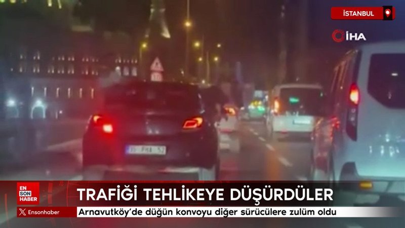 Arnavutköy’de düğün konvoyu diğer sürücülere zulüm oldu