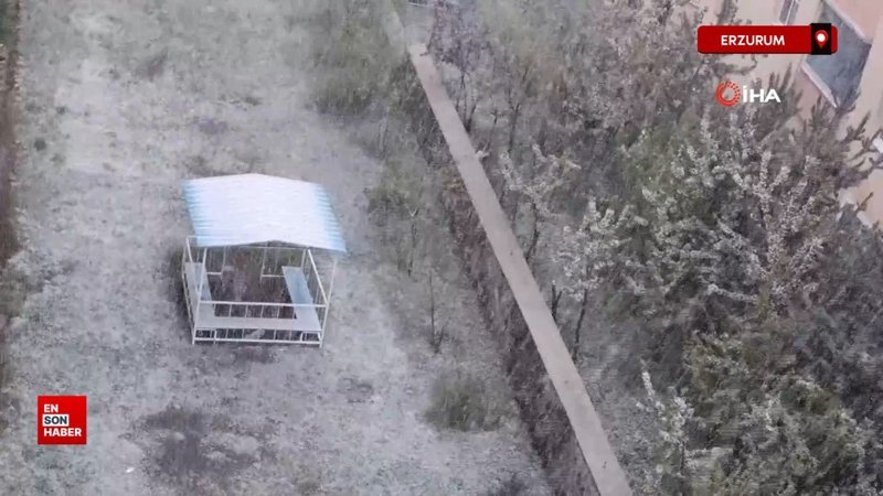 Erzurum'a mayıs ayında lapa lapa kar yağdı