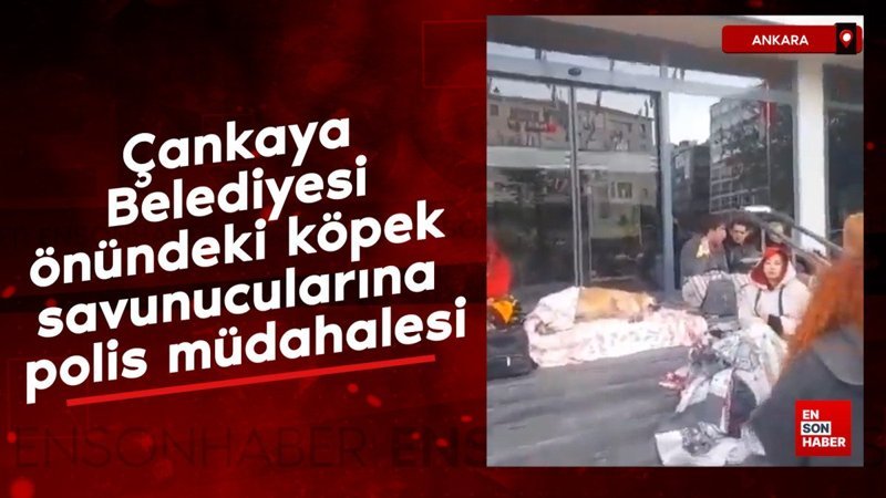 Çankaya Belediyesi önündeki köpek savunucularına polis müdahalesi