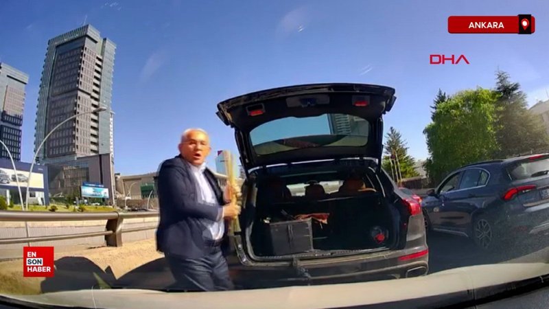 Ankara trafiğinde dehşet: Beyzbol sopasıyla yol kavgası
