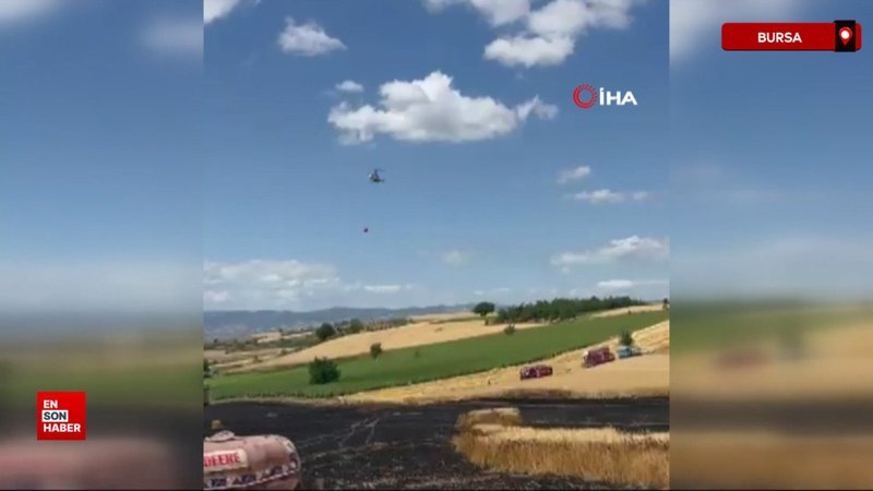 Bursa’da 30 dönümlük buğday tarlası alevlere teslim oldu