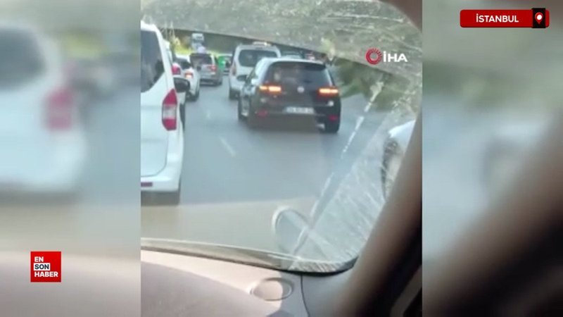 Arnavutköy’de düğün konvoyu trafiği kilitledi