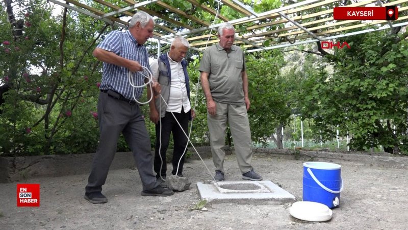 Kayseri'de kışın karla doldurulan kuyular, yazın serinlemek için kullanılıyor